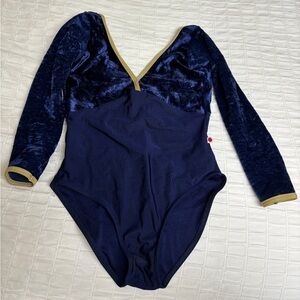 Navy blue crushed velvet Alicia yumiko with yellow trim